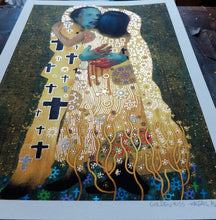 Load image into Gallery viewer, The Golden Kiss - Gold Leaf on Printed Paper - A3