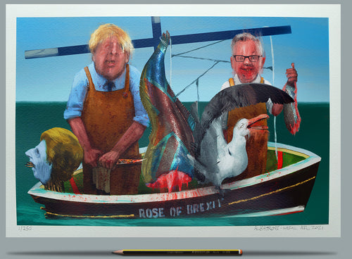 Boris, Gove and Farage at sea. Painting - Wefail