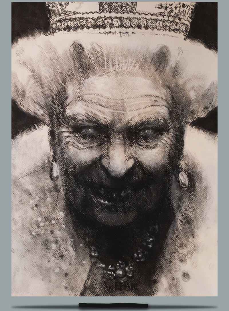 Queen. Charcoal and Pastel on Paper - A3