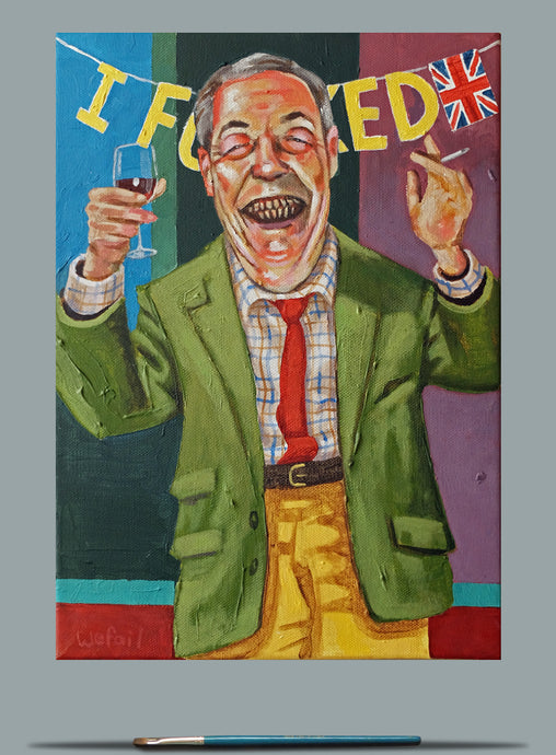 Portrait of Nigel Farage.