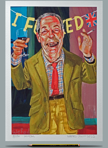 Portrait of Nigel Farage.