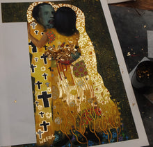 Load image into Gallery viewer, The Golden Kiss - Gold Leaf on Printed Paper - A3
